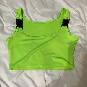 Neon Green Buckle Crop top